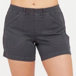 Spanx Shorts Womens Small Hazy Grey Stretch Twill Pull On Washed Faded Causal